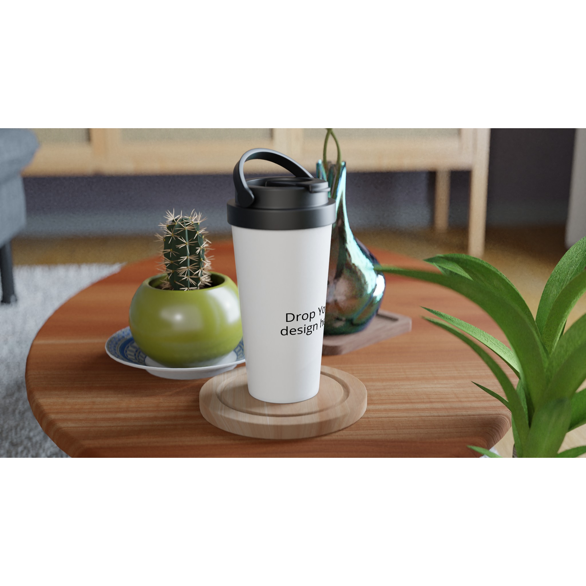White 15oz Stainless Steel Travel Mug
